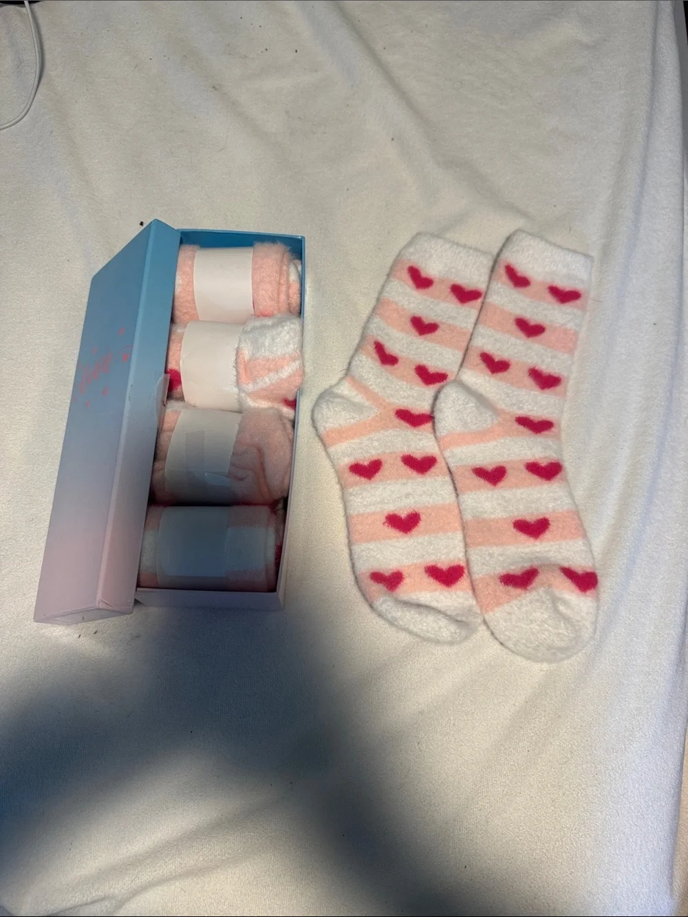 Cozy Pink Heart Fuzzy Socks - Pack of 5